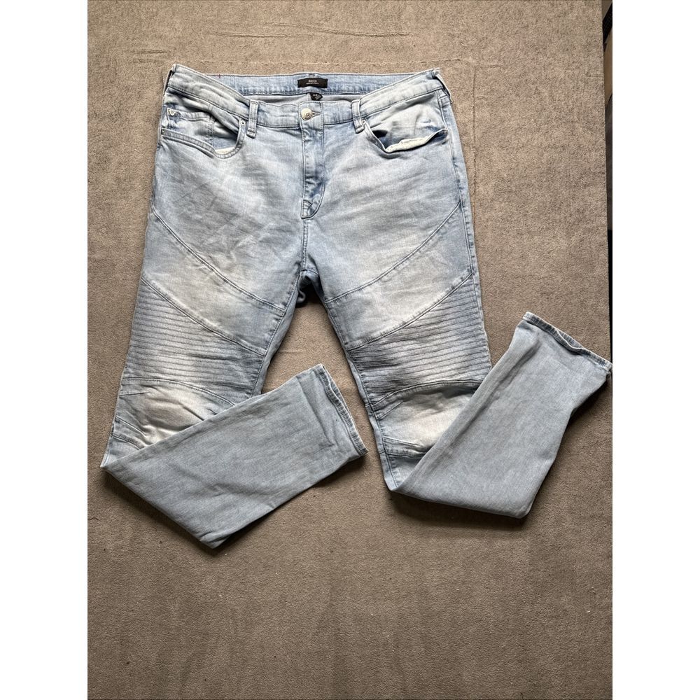 True Religion‎ Rocco Jeans Mens 36x32 Relaxed Skinny Light Wash Moto Biker